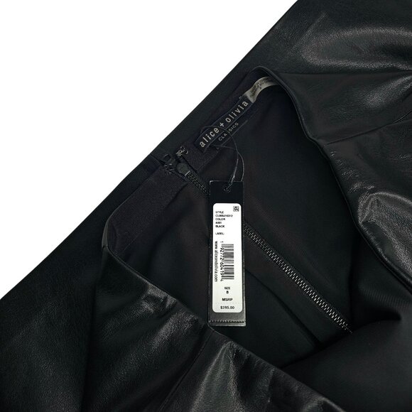ALICE & OLIVIA "Siobhan" Black Vegan Leather Midi Front Slit Skirt | US 8 | $285 - Picture 6 of 6